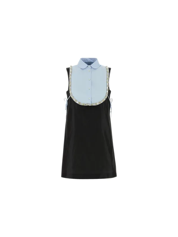 PRADA EMBROIDERED TAFFETA MINI DRESS made by Prada