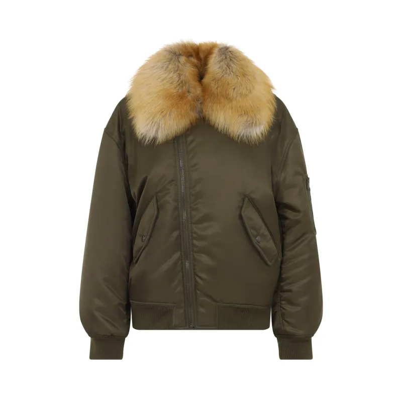 KHAKI NYLON BOMBER JACKET made by Yves Saint Laurent