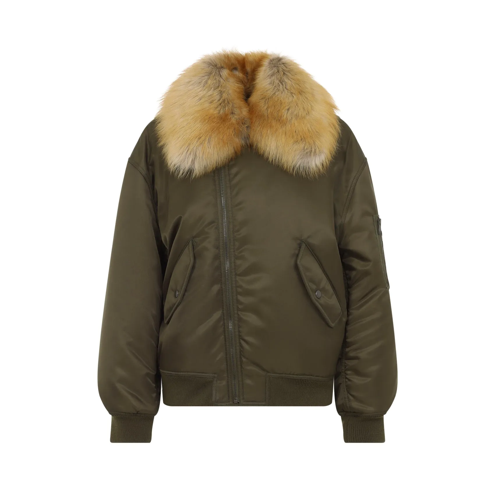 KHAKI NYLON BOMBER JACKET sold by Lord & Taylor