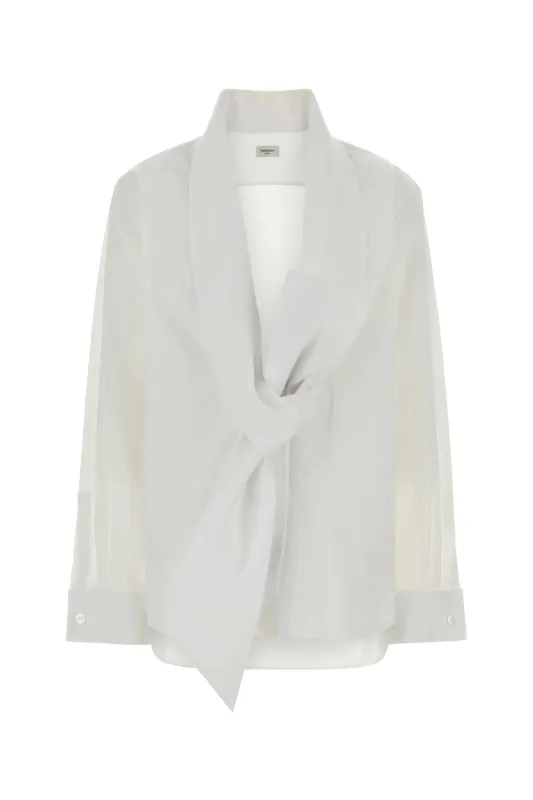 CAMICIA CON COLLO LAVALLIÈRE IN POPELINE made by Yves Saint Laurent