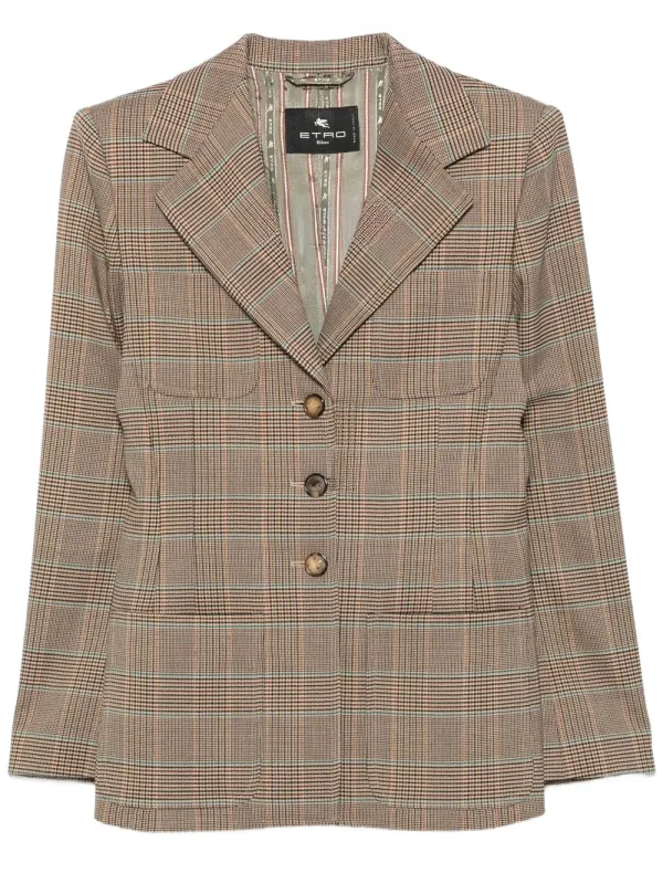 GIACCA MONOPETTO MOTIVO CHECK IN MISTO LANA made by Etro