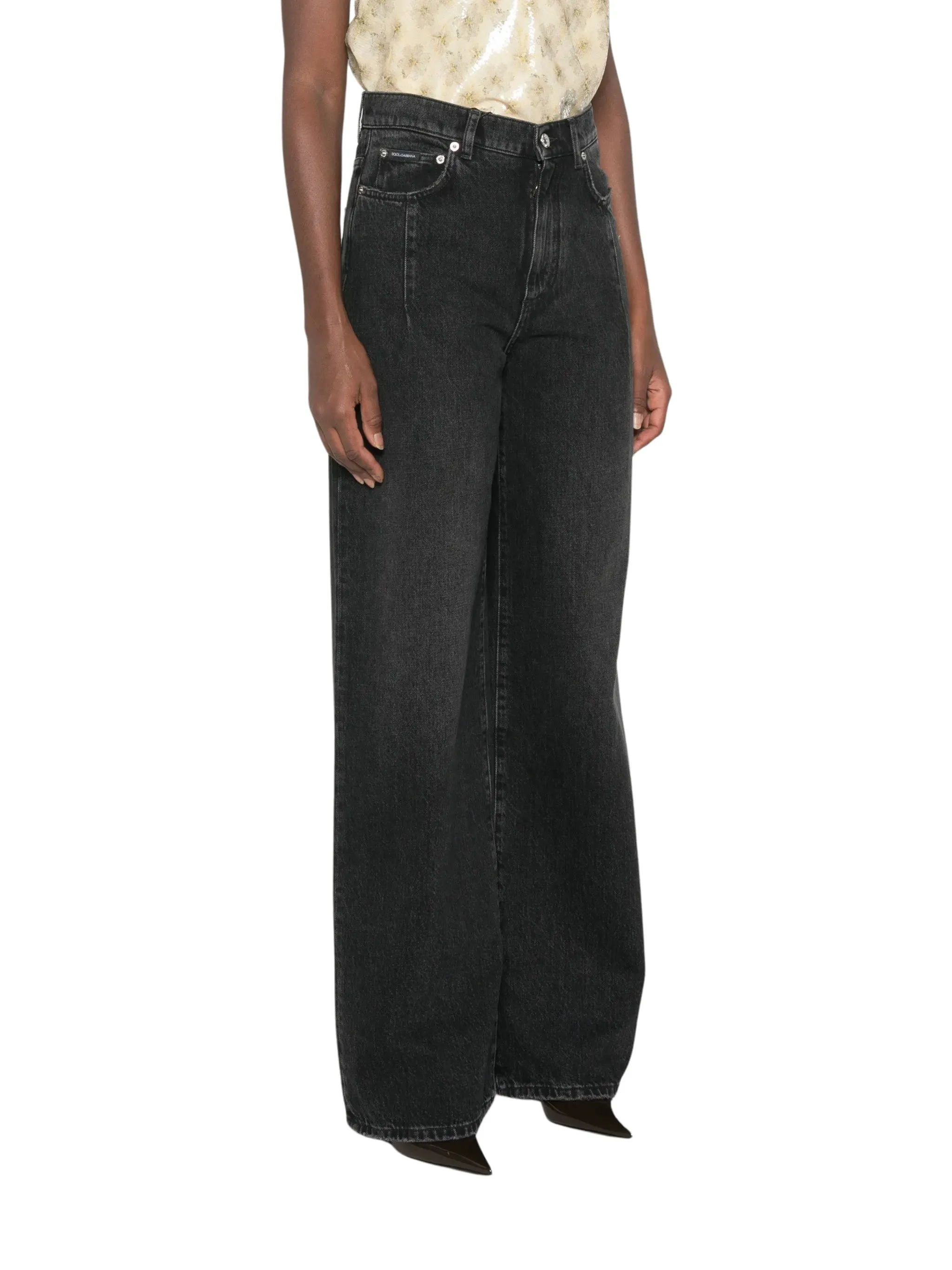 LOGO-PLAQUE WIDE-LEG JEANS sold by Lord & Taylor product image thumbnail 2