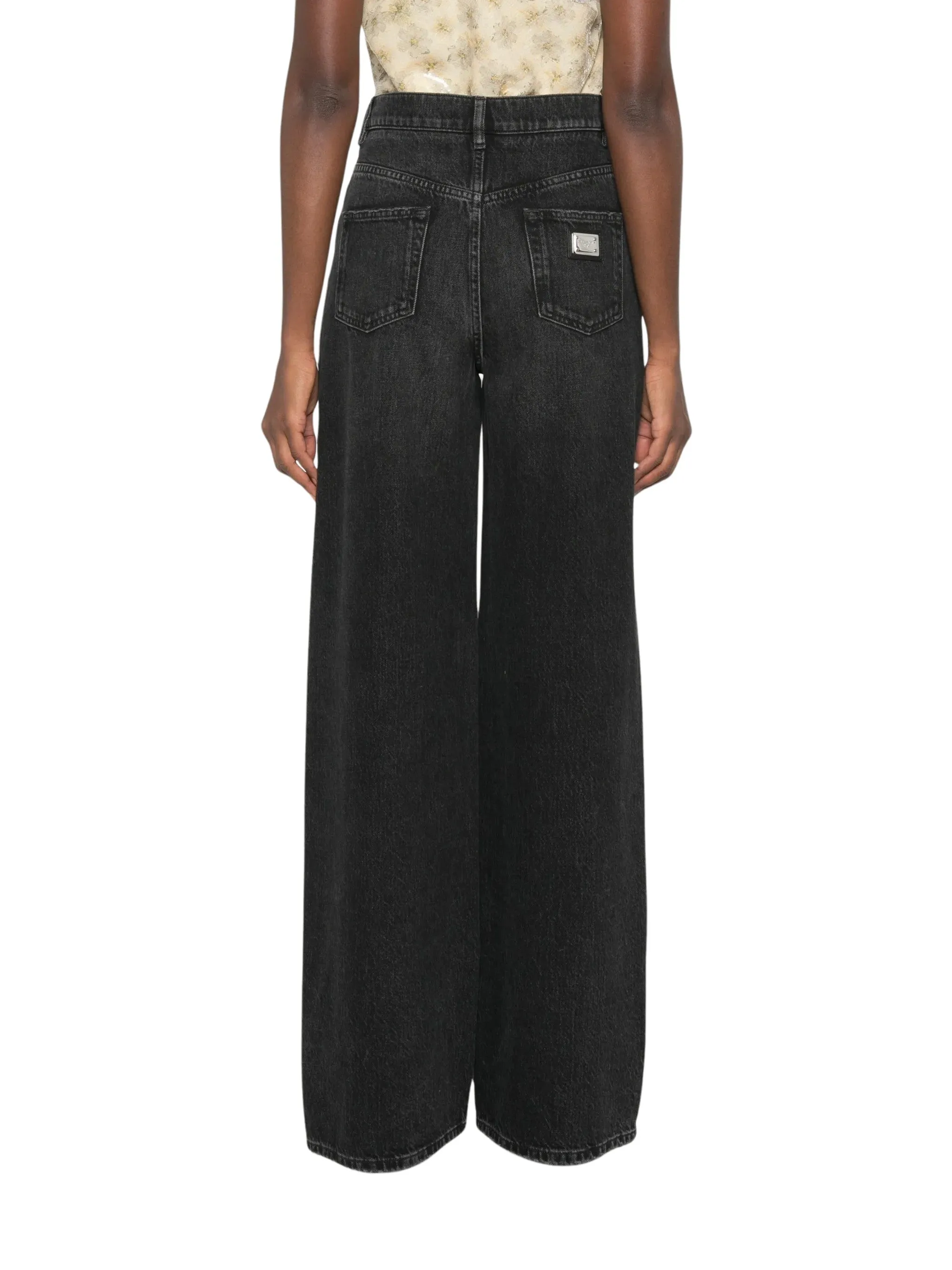 LOGO-PLAQUE WIDE-LEG JEANS sold by Lord & Taylor product image thumbnail 3