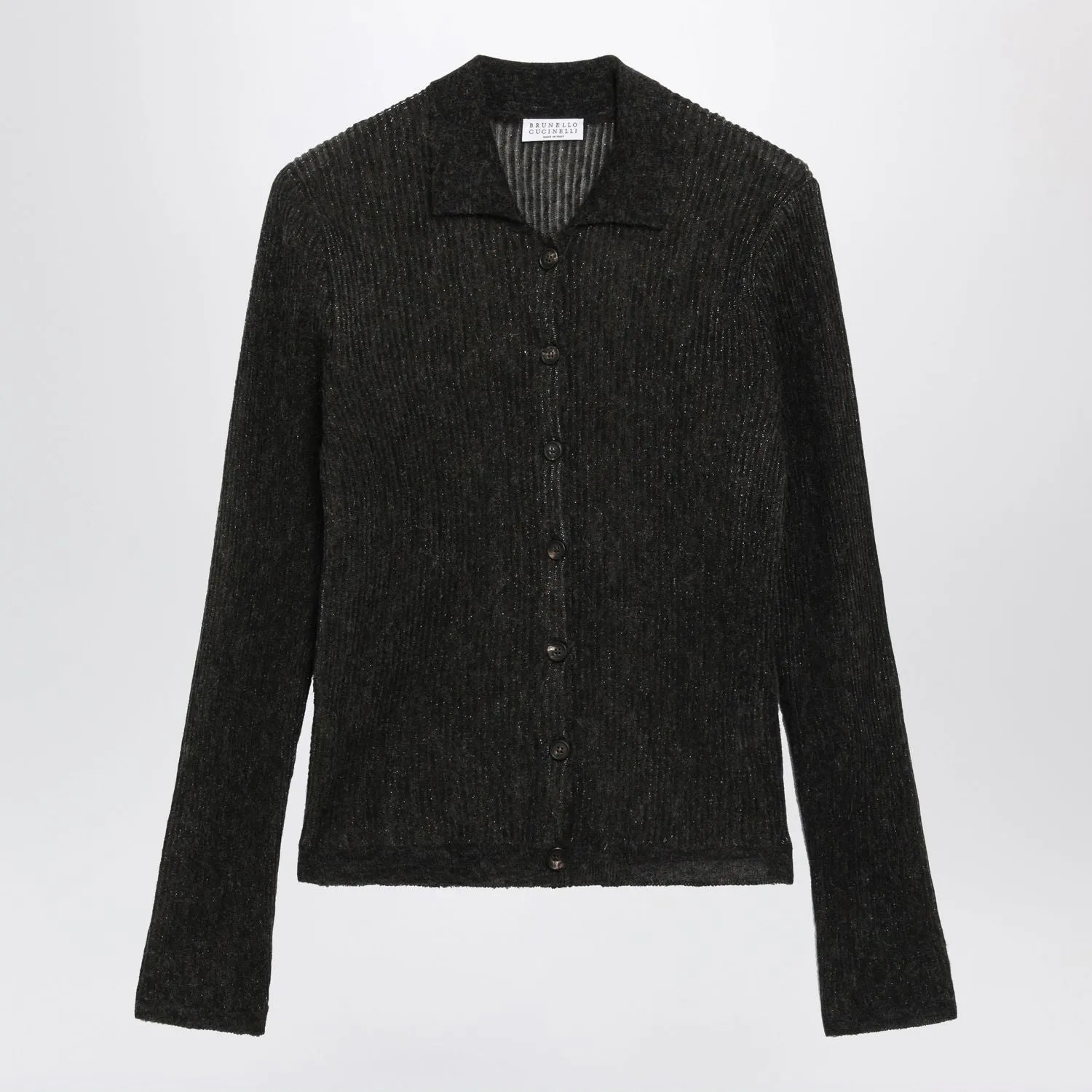 SPARKLING BROWN RIBBED SILK BLEND CARDIGAN sold by Lord & Taylor