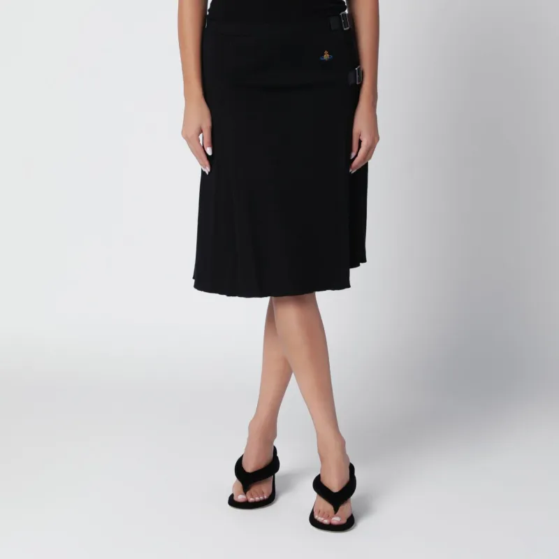 BLACK ALEX KILT SKIRT WITH ORB LOGO made by Vivienne Westwood