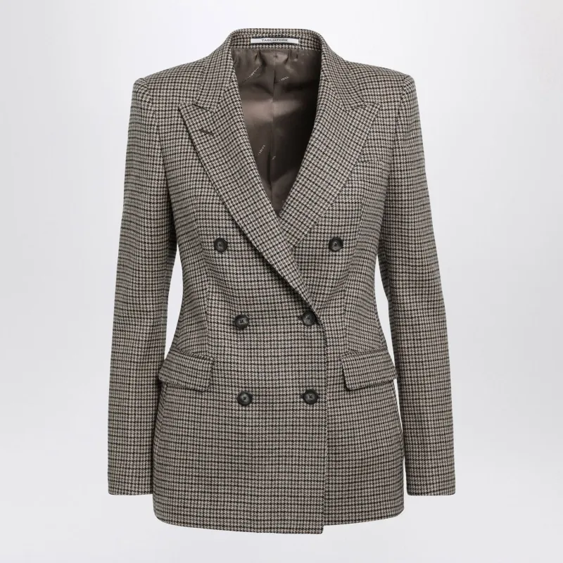 DOUBLEBREASTED TOBACCOCOLORED JACKET WITH HOUNDSTOOTH PATTERN IN WOOL BLEND made by Tagliatore