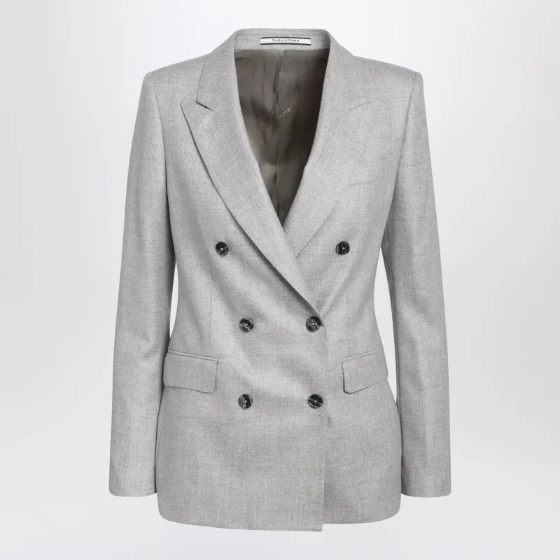 DOUBLEBREASTED PEARL GREY JACKET IN WOOL AND CASHMERE made by Tagliatore
