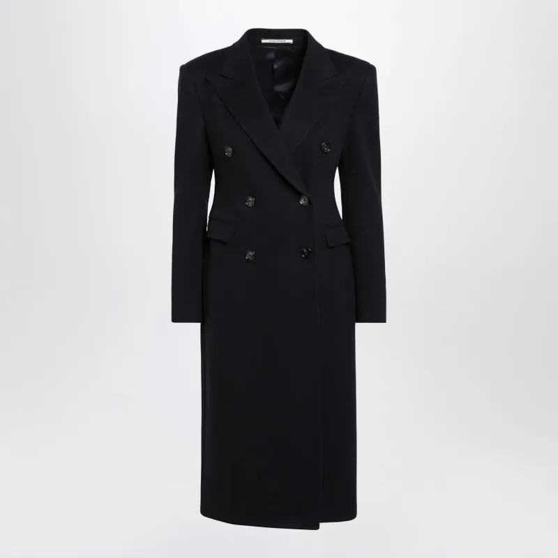 DOUBLEBREASTED BLUE WOOL COAT made by Tagliatore