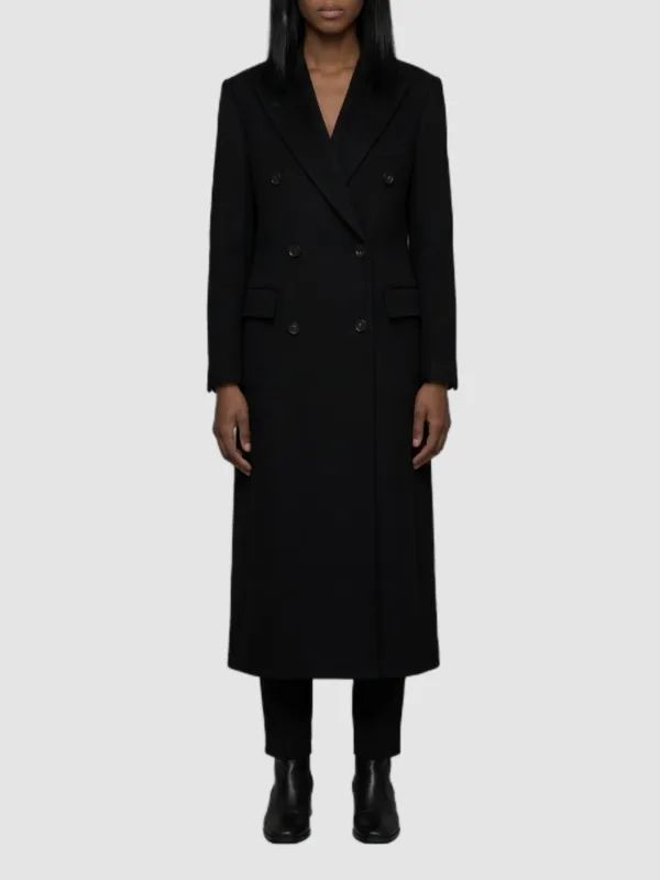 DOUBLEBREASTED BLACK WOOL COAT made by Tagliatore