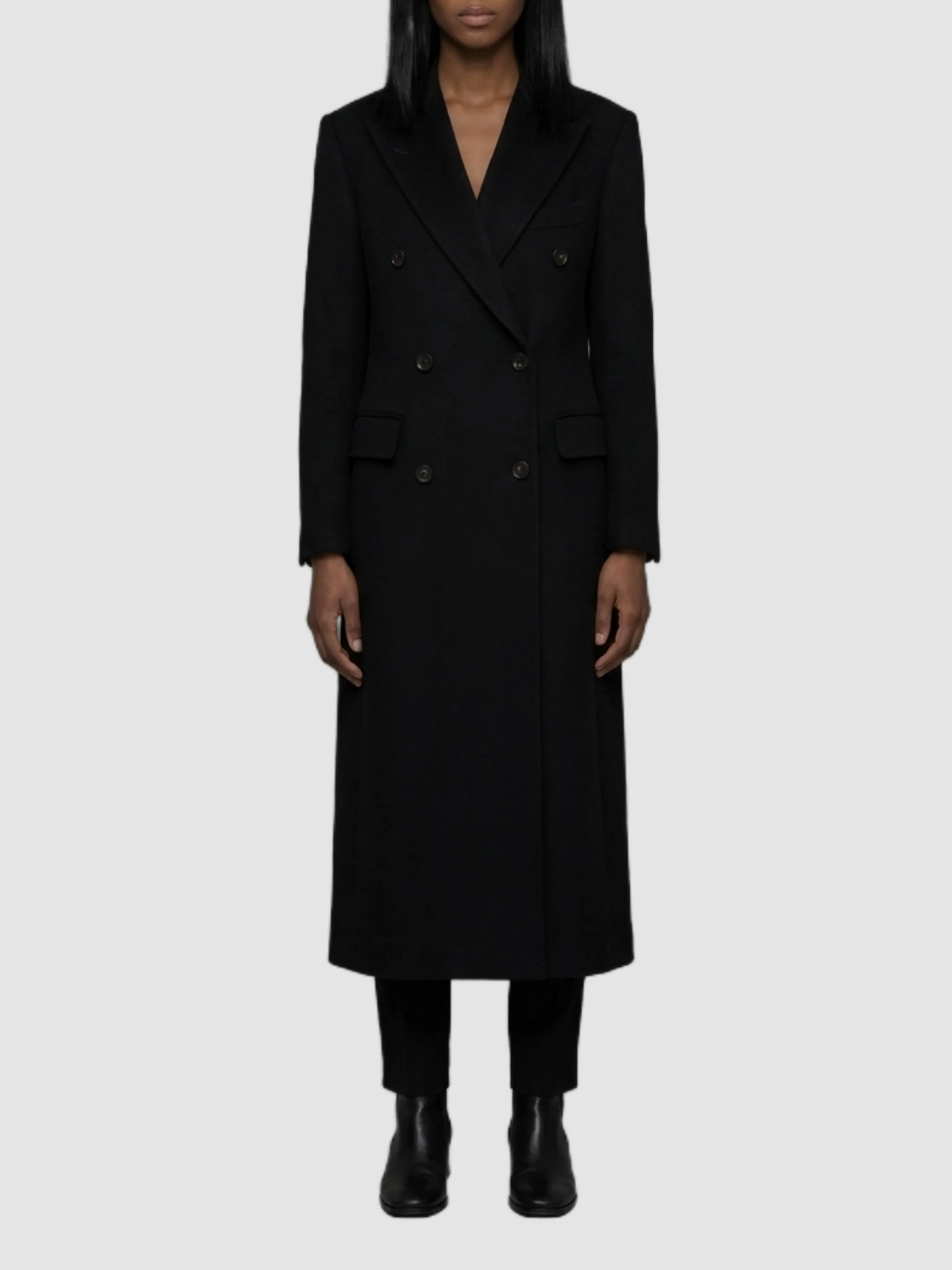 DOUBLEBREASTED BLACK WOOL COAT sold by Lord & Taylor