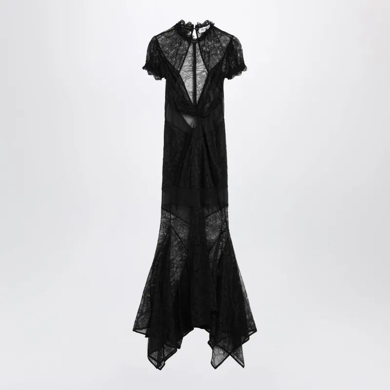 BLACK SEMISHEER LACE MIDI DRESS made by The Attico