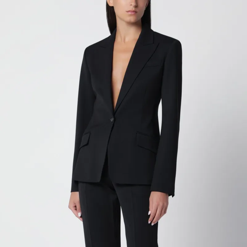 SINGLEBREASTED BLACK JACKET IN WOOL BLEND made by The Andamane