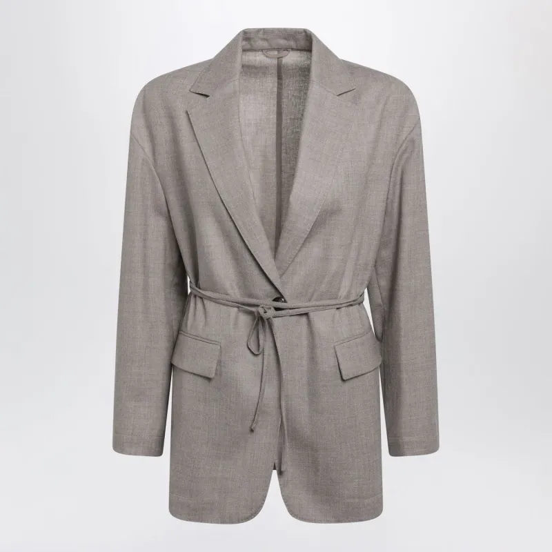 MELANGE VIRGIN WOOL BLAZER IN ALMOND made by Brunello Cucinelli