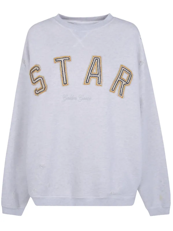 "STAR" UNISEX OVERSIZE CREWNECK HEAVY FLEECE DESTROYED WASH made by Golden Goose