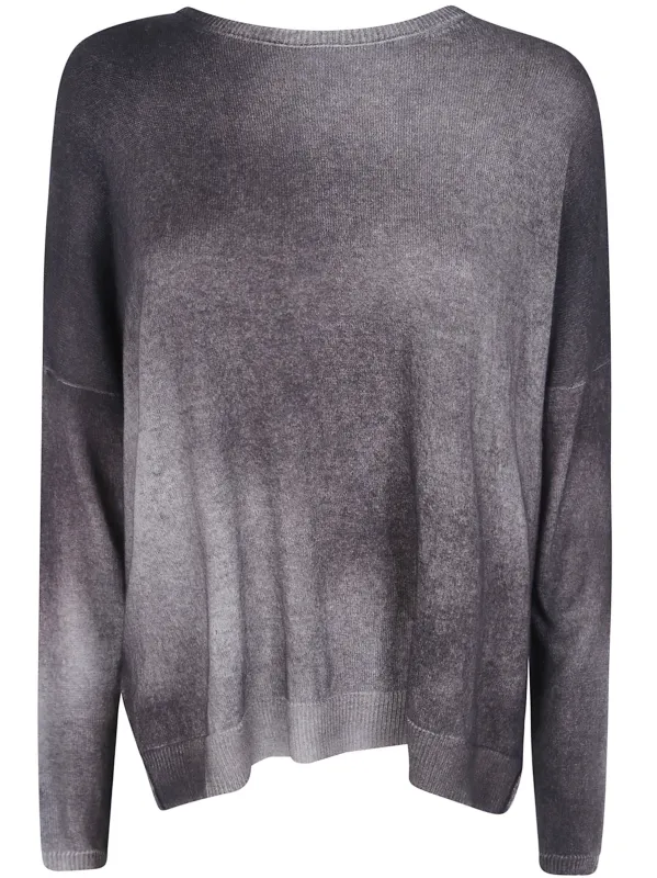 GRADIENT EFFECT BOAT NECK OVERSIZE PULLOVER WITH SLITS made by Avant Toi