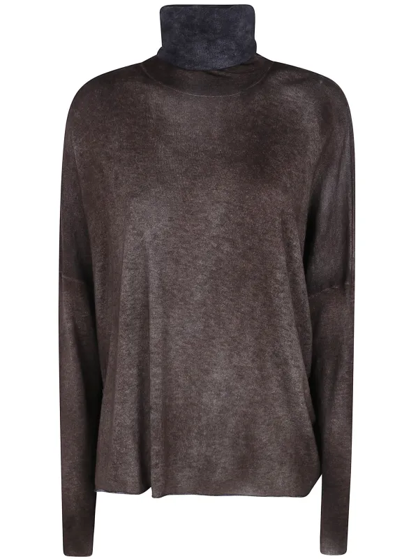 HAND PAINTED ULTRALIGHT CASHMERE WOOL HIGH NECK PULLOVER made by Avant Toi