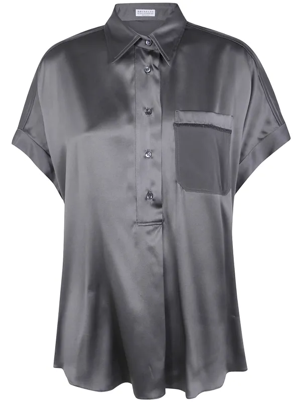 SHORT SLEEVES SILKY BLOUSE made by Brunello Cucinelli