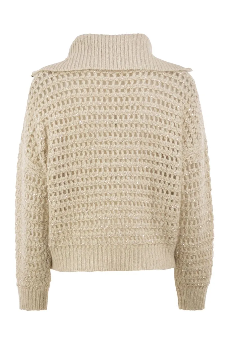 OPENWORK WOOL, CASHMERE AND MOHAIR ZIP CARDIGAN sold by Lord & Taylor product image thumbnail 2