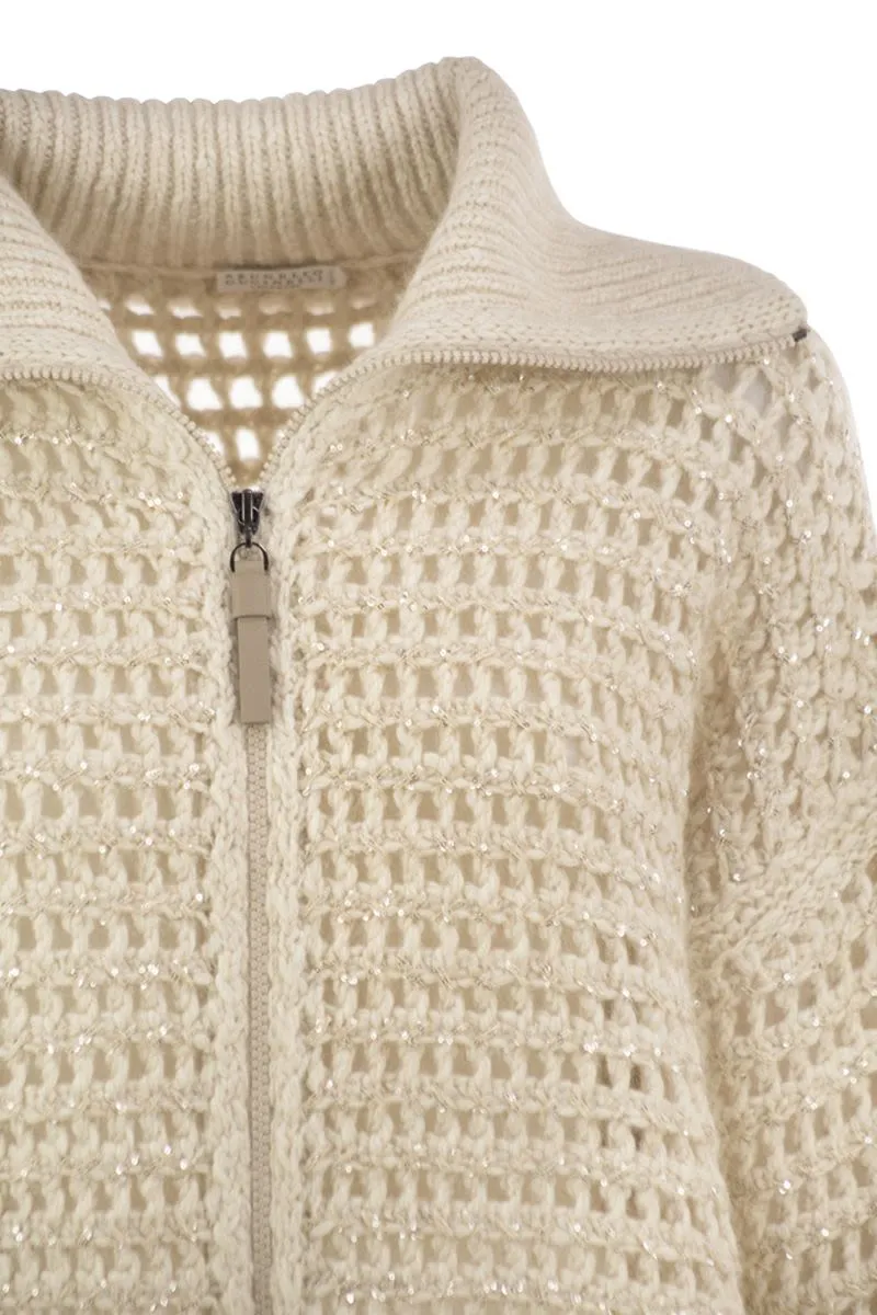 OPENWORK WOOL, CASHMERE AND MOHAIR ZIP CARDIGAN sold by Lord & Taylor product image thumbnail 4
