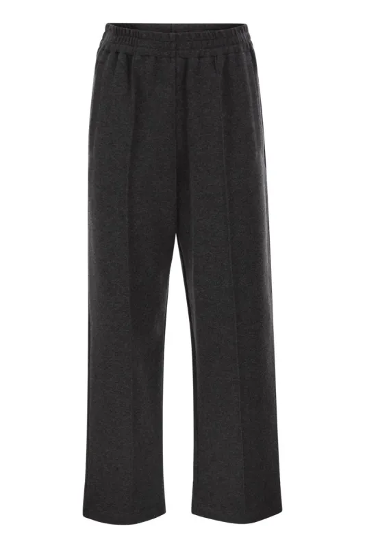 WIDE-LEG COTTON AND CASHMERE JERSEY TROUSERS made by Brunello Cucinelli