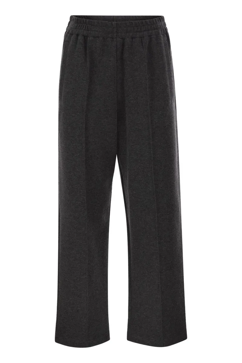 WIDE-LEG COTTON AND CASHMERE JERSEY TROUSERS sold by Lord & Taylor