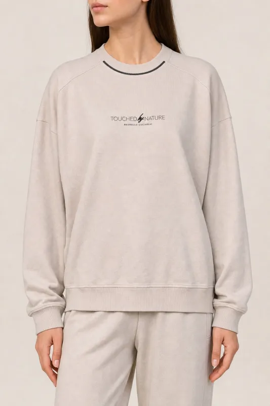 BRUNELLO CUCINELLI WOMEN'S LIGHT BEIGE COTTON SWEATSHIRT made by Brunello Cucinelli