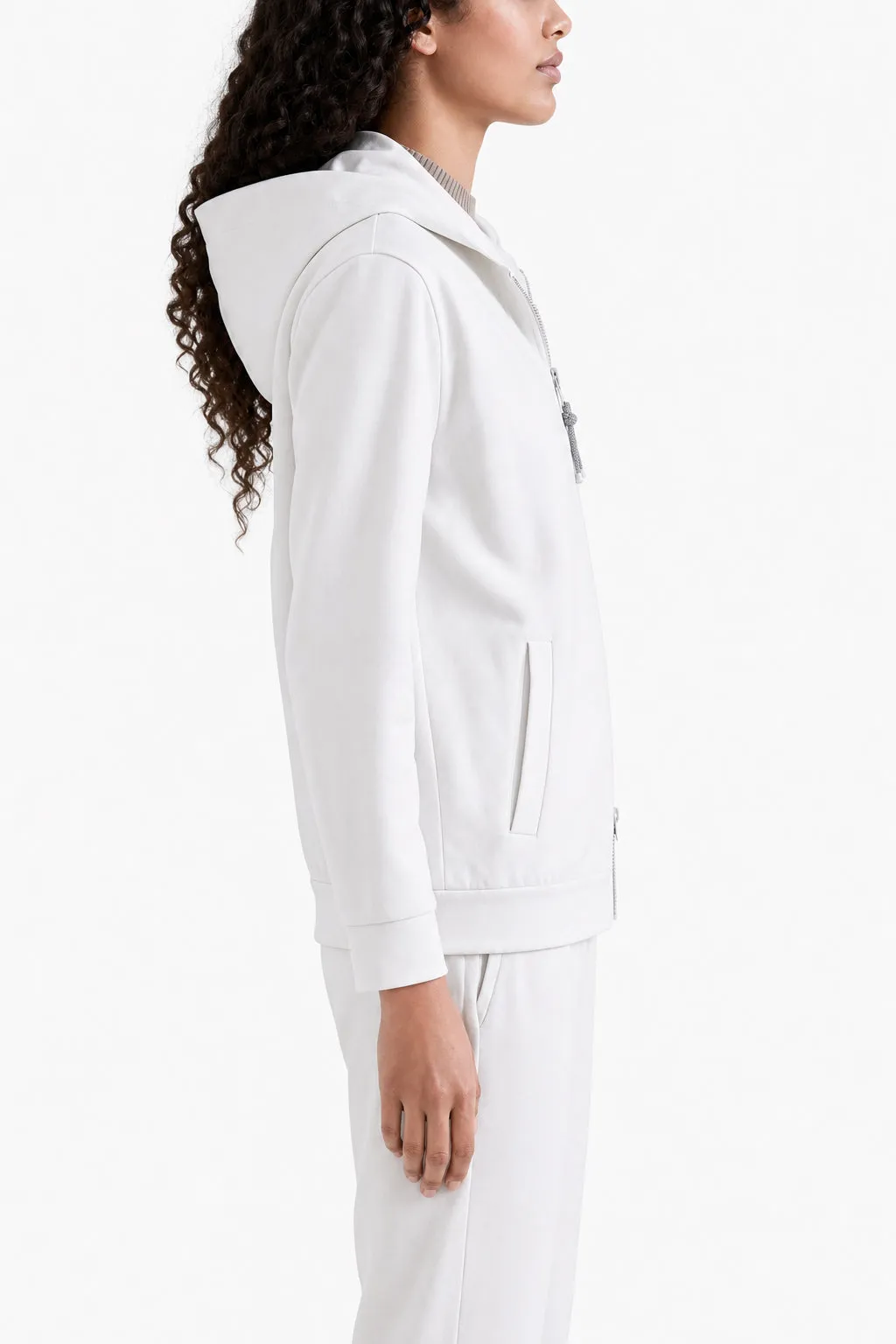 BRUNELLO CUCINELLI WOMEN'S WHITE COTTON ZIP HOODIE sold by Lord & Taylor product image thumbnail 3
