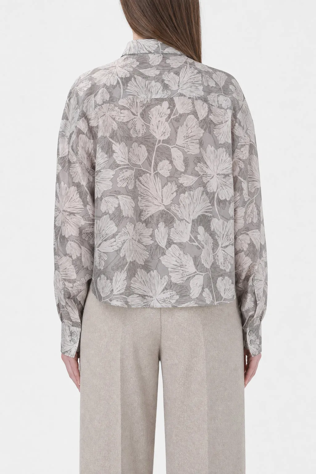BRUNELLO CUCINELLI WOMEN'S GREY FLORAL SILK SHIRT sold by Lord & Taylor product image thumbnail 2