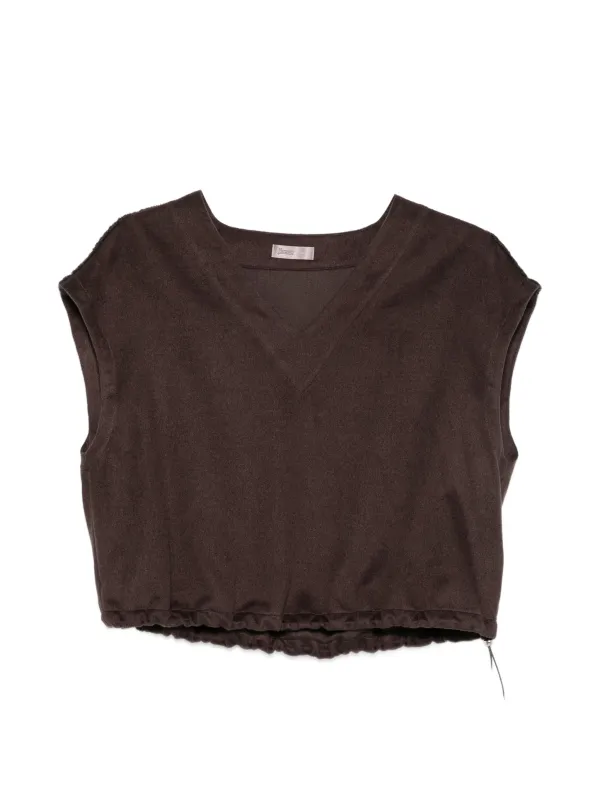 BROWN POLYESTER MODAL WOOL BLOUSE made by Herno