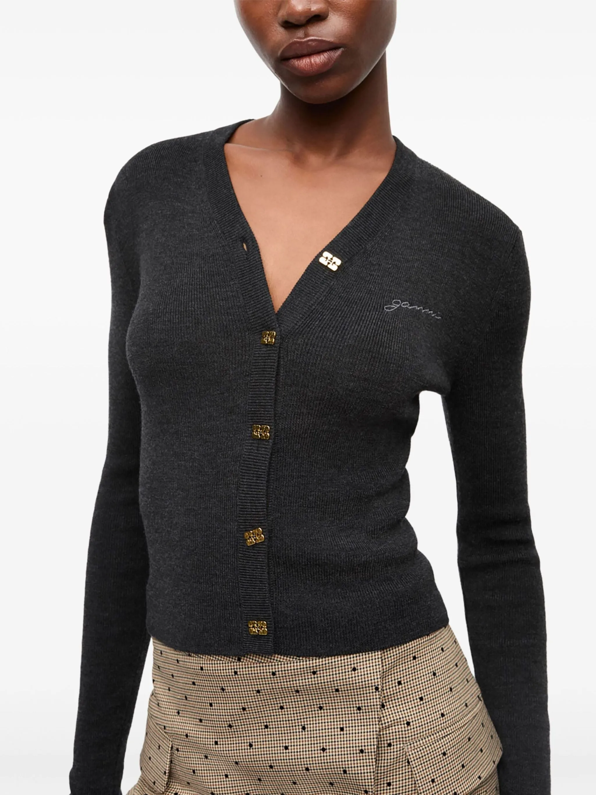 GREY WOOL MERINO CARDIGAN sold by Lord & Taylor product image thumbnail 3