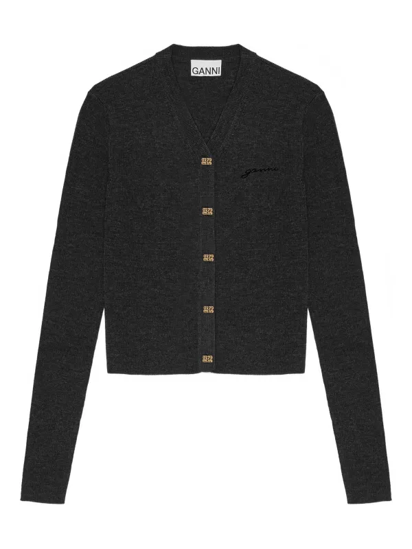 GREY WOOL MERINO CARDIGAN made by Ganni