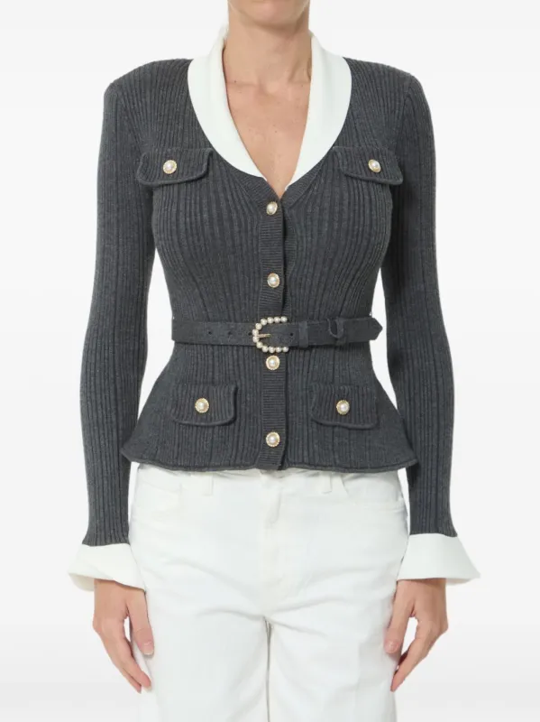 GREY POLYAMIDE VISCOSE WOOL CARDIGAN made by Self-Portrait