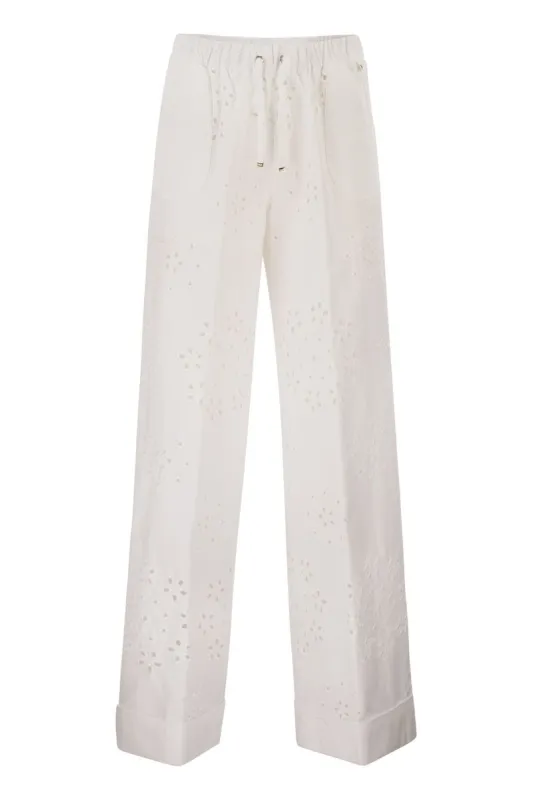 PANTALONE TRAFORATO CON RICAMO SANGALLO made by Herno