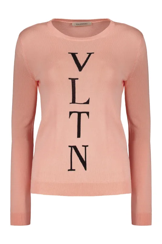 VALENTINO WOMEN'S PINK COTTON CREWNECK SWEATER made by Valentino