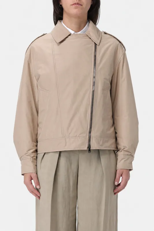 BRUNELLO CUCINELLI WOMEN'S BEIGE LIGHTWEIGHT ZIP JACKET made by Brunello Cucinelli