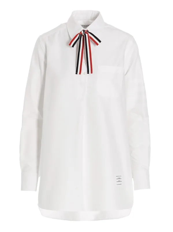 Logo pussy bow blouse made by Thom Browne