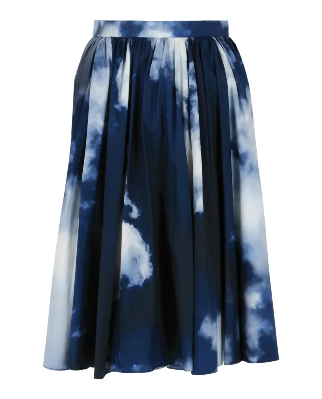 Cloud Print A-Line Skirt made by Alexander McQueen