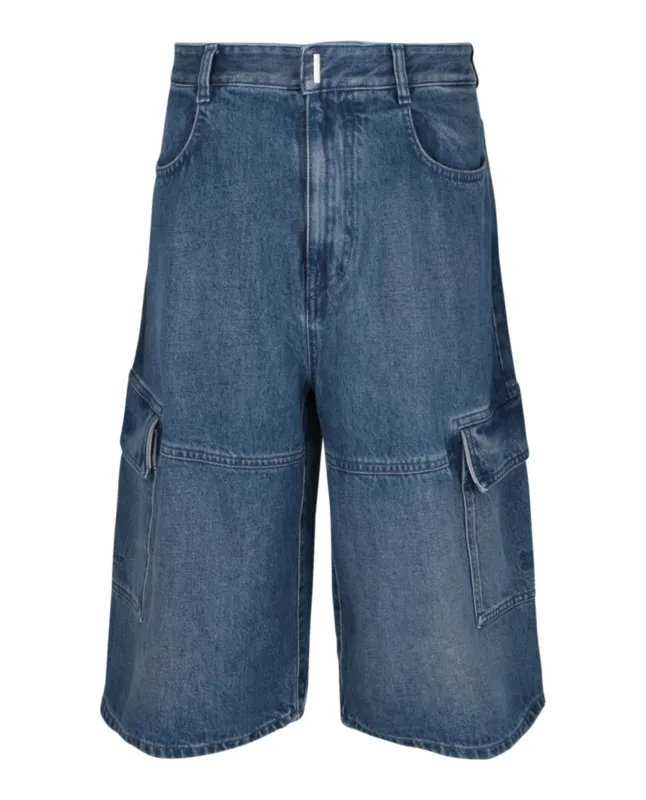 Multicutted Denim Cargo Shorts made by Givenchy
