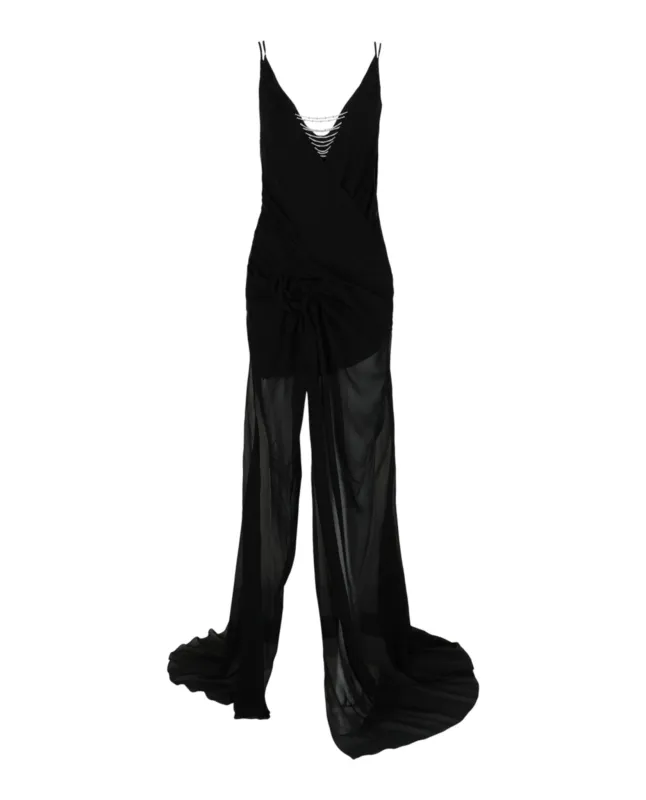 Evening Draped Dress in Silk with Pearl Chains made by Givenchy