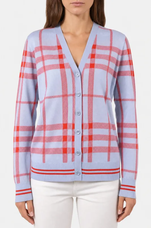 BURBERRY WOMEN'S LIGHT BLUE WOOL BLEND CARDIGAN made by Burberry