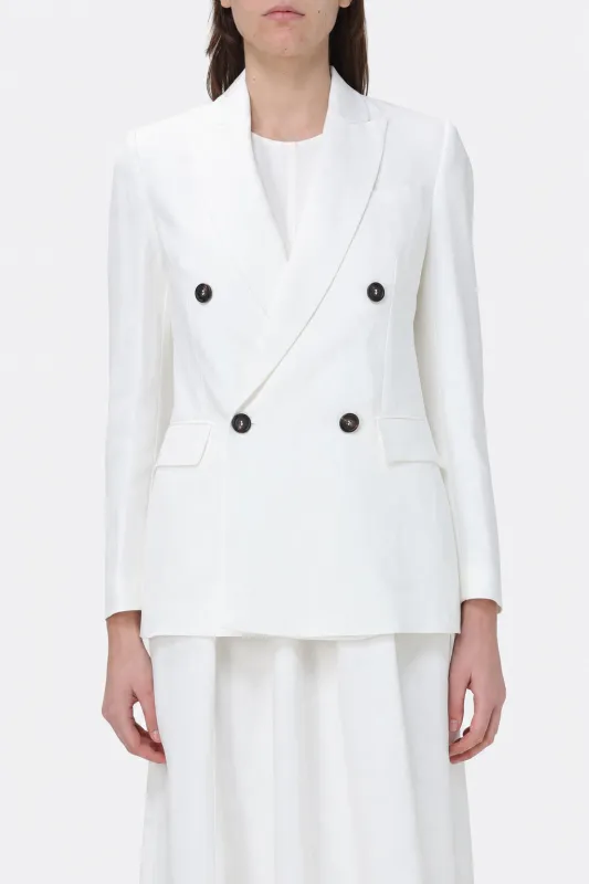 BRUNELLO CUCINELLI WOMEN'S WHITE DOUBLE BREASTED JACKET made by Brunello Cucinelli