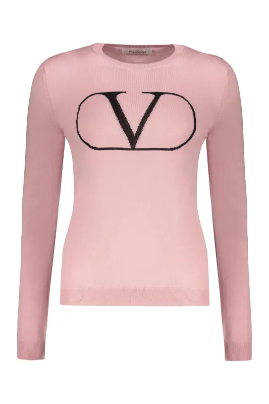 VALENTINO WOMEN'S PINK WOOL CREWNECK SWEATER made by Valentino