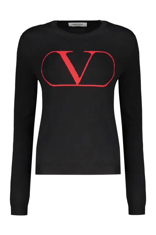 VALENTINO WOMEN'S BLACK WOOL CREWNECK SWEATER made by Valentino