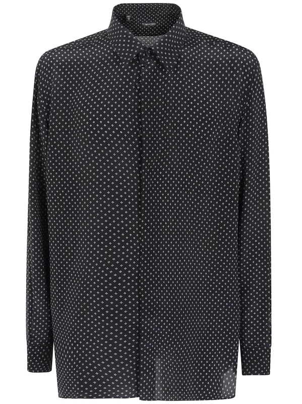 GEOMETRIC PRINT CREPE DE CHINE FLUID FIT SHIRT made by Tom Ford
