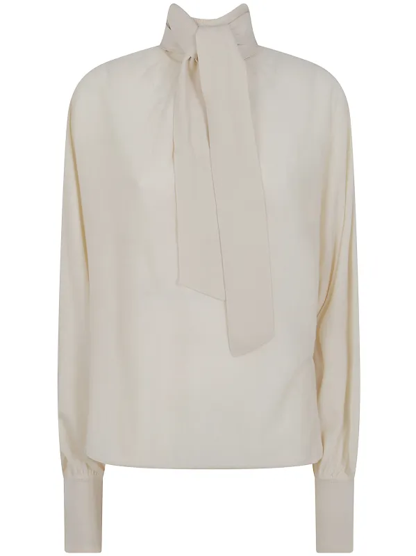 "MERINO" TIE NECK SWEATER made by Zimmermann