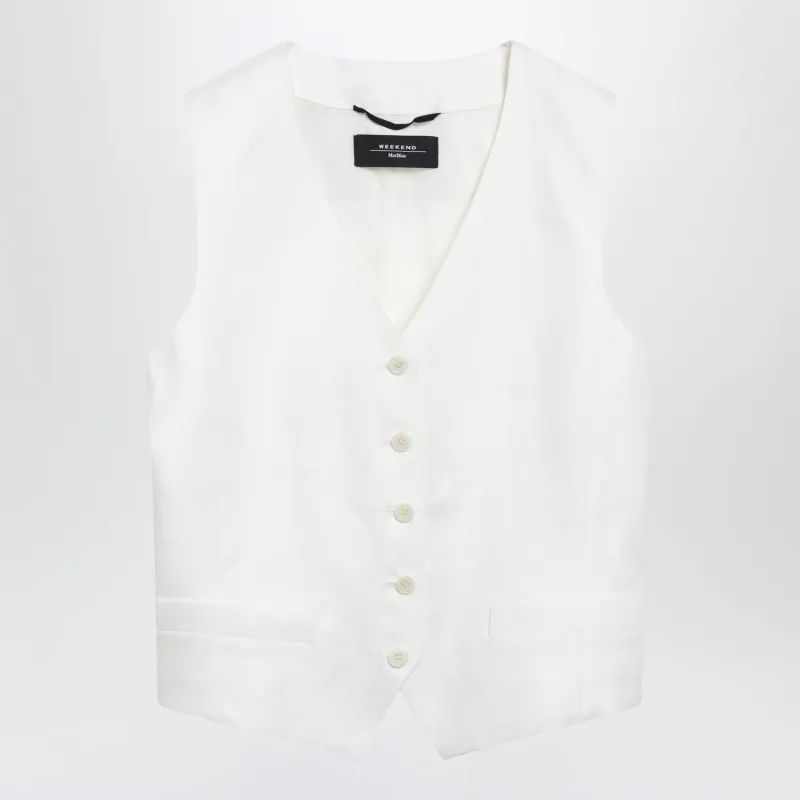 WHITE LINEN CANVAS WAISTCOAT made by Lord & Taylor
