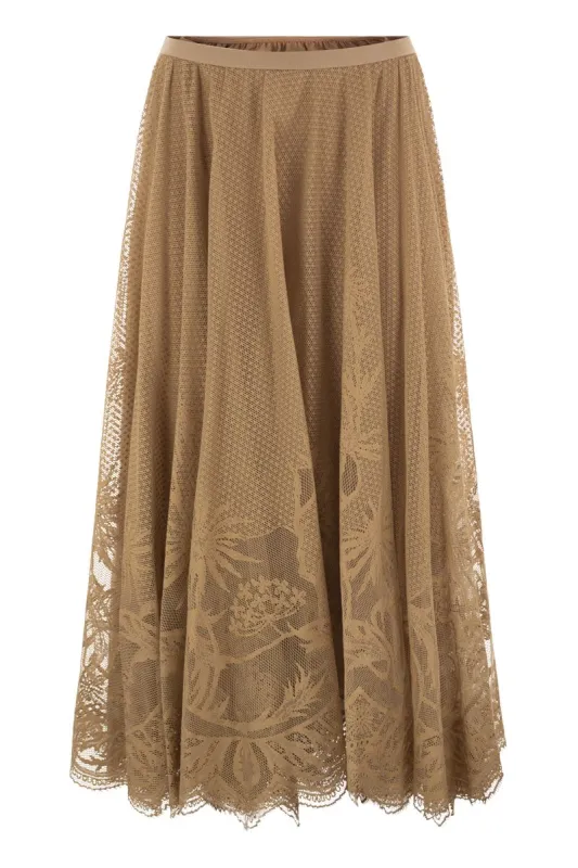FLORAL LACE MIDI SKIRT WITH REMOVABLE SLIP made by Fabiana Filippi