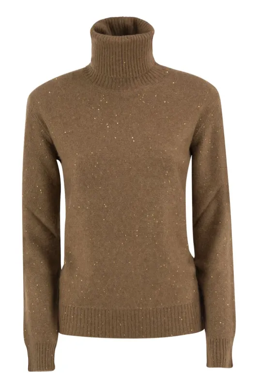 FINE KNIT TURTLENECK IN PRECIOUS YARNS WITH MICRO SEQUINS made by Fabiana Filippi