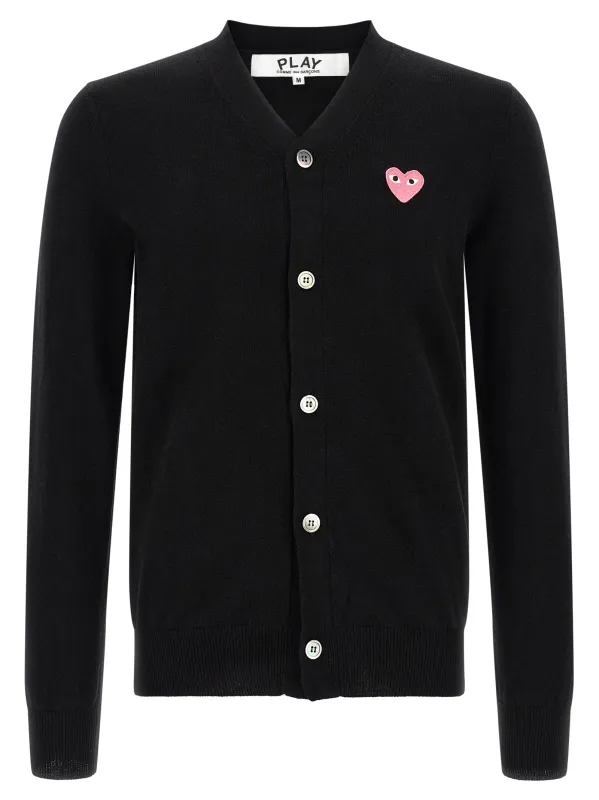 Wool cardigan with heart patch made by Comme des Garcons PLAY
