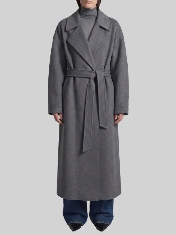Grey Issen wool trench coat made by Frankie Shop